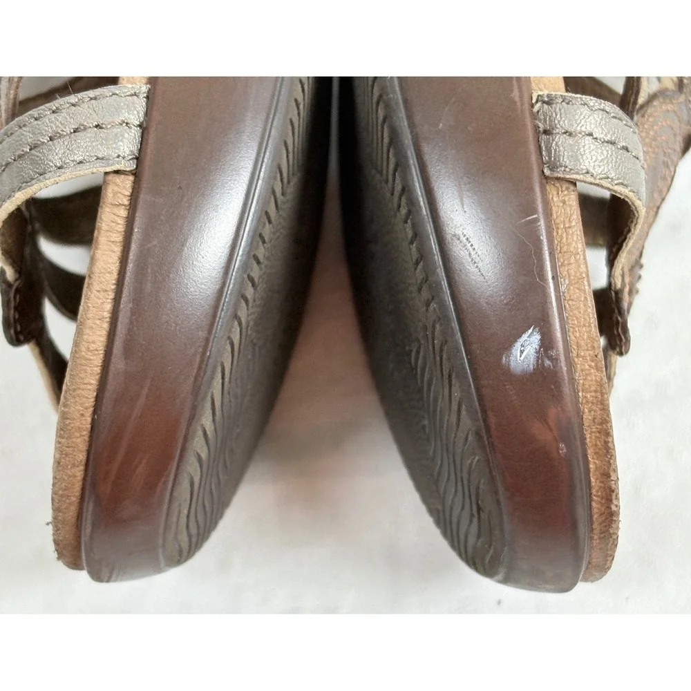 Dansko Womens Drea Fisherman Metallic Bronze Silver Gladiator Wedge Sandals US 9